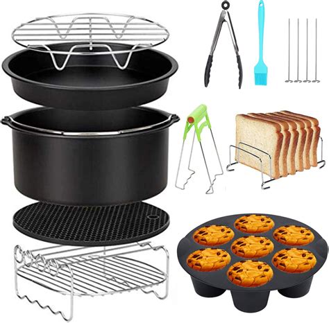 XL Air Fryer Accessories 8 Inch, Set of 10 Pcs for Gowise Phillips Cozyna Airfryer XL 3.8QT-5 ...