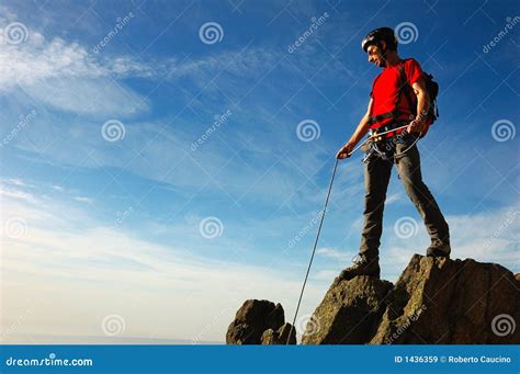 Climber summit stock image. Image of peak, light, blue - 1436359