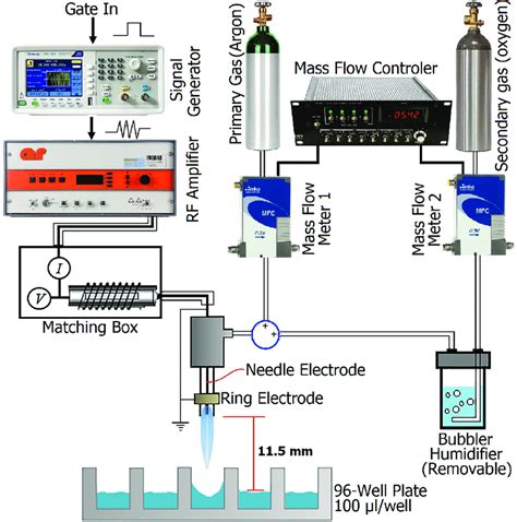 Schematic diagram of the plasma jet including sample treatment and ...