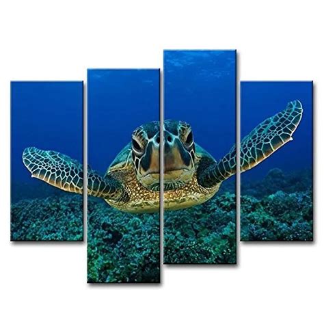 4 Panels Large Canvas Pictures Sea turtle Wall Arts Canvas Wall Art Prints Canvas Print Pictures ...