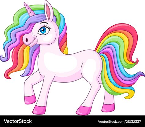 Cartoon rainbow unicorn isolated on white Vector Image