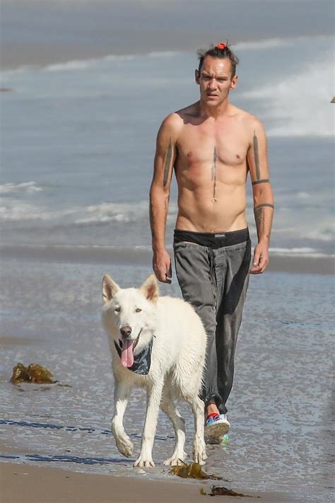 Jonathan Rhys Meyers spends time at the beach with his son