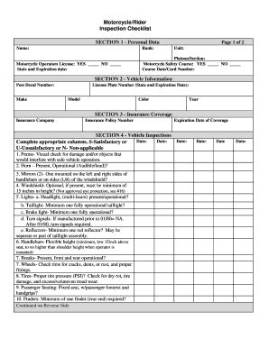 Pa Motorcycle Inspection Checklist | Webmotor.org