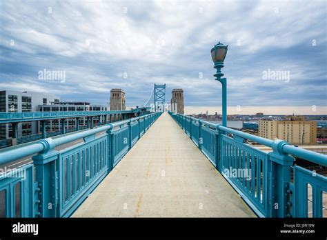 The Benjamin Franklin Bridge Walkway, in Philadelphia, Pennsylvania Stock Photo - Alamy