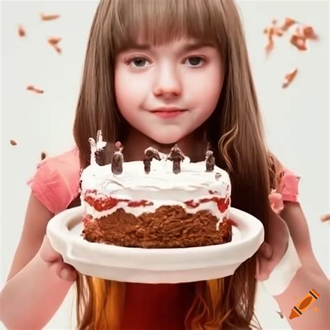 Girl holding a cake with rats on Craiyon