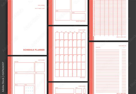 Personal Planner Layout Set with Orange Accents Stock Template | Adobe ...