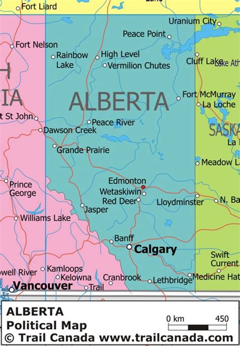 Political Map of Alberta, Canada