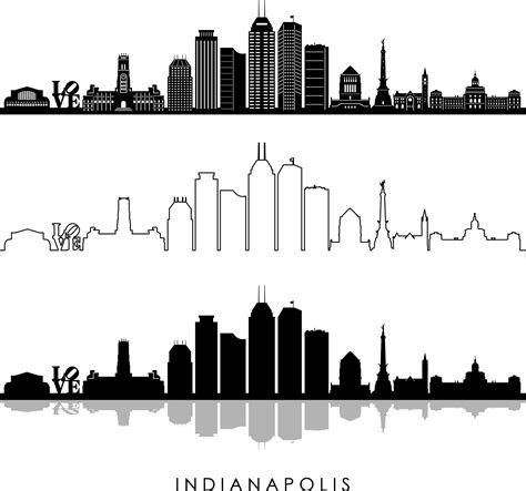 INDIANAPOLIS Indiana USA SKYLINE City Outline Silhouette - Etsy