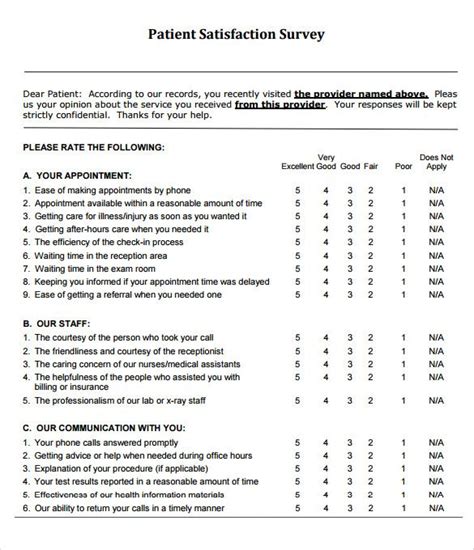 10 patient satisfaction survey sles sle templates | Survey template, Surveying, Words