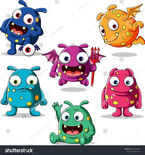 Set Cute Monsters Character Illustration Stock Vector (Royalty Free) 1896544048 | Shutterstock