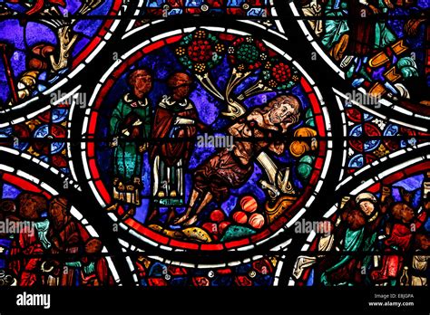 Stained-glass window. Bourges cathedral. 13th century Stock Photo - Alamy