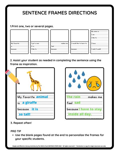 Simple and Effective Literacy Activities: SENTENCE FRAMES - The Wolfe Pack