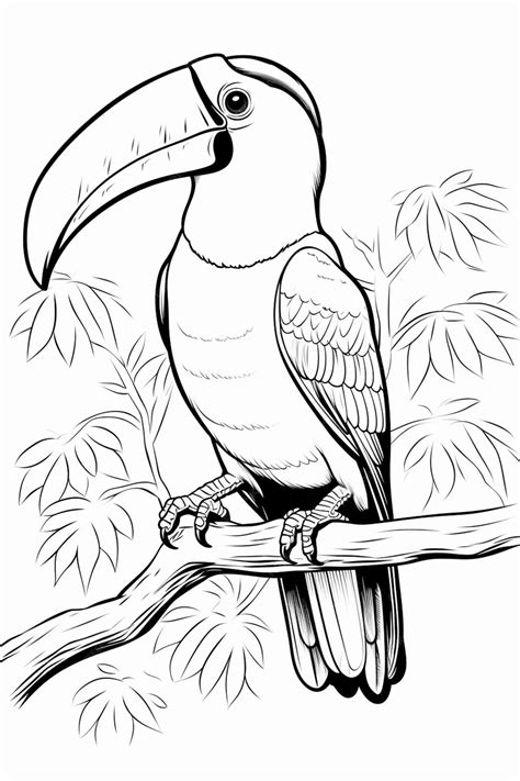 Premium AI Image | a black and white drawing of a toucan sitting on a ...