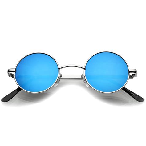 Retro Lennon Round Circle Metal Mirror Lens Sunglasses - zeroUV