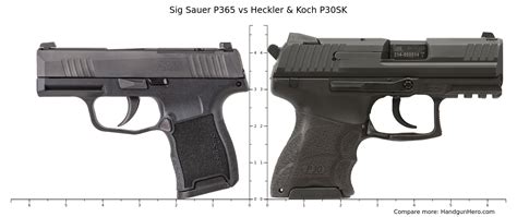 Sig Sauer P365 vs Heckler & Koch P30SK size comparison | Handgun Hero