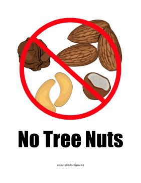 Printable Nut Allergy Sign