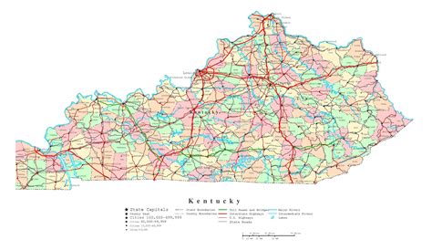 Large Detailed Administrative Map Of Kentucky State With Roads | Images ...