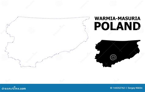 Vector Contour Dotted Map of Warmia-Masuria Province with Name Stock ...