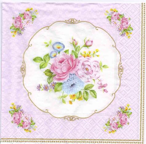 Decoupage Napkins of Vintage Rose Bouquet