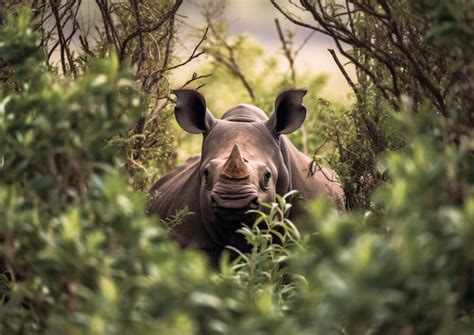 Premium AI Image | The black rhinoceros black rhino or hooklipped ...