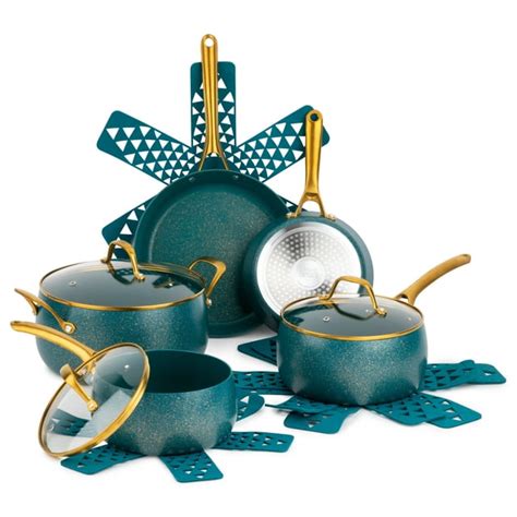 Thyme & Table Nonstick Willow Cookware, 12-Piece Set, Peacock Blue - Walmart.com