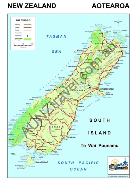 Map Of New Zealand South Island | AUNZTravel