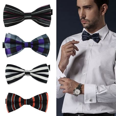 2015 England style Multicolor Men bow tie striped men's bow ties noble fine grid mens neckties ...