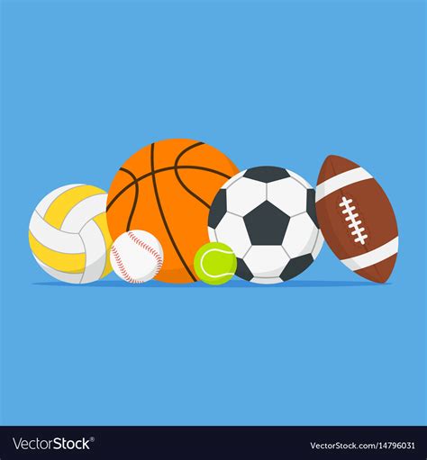 Sports balls set cartoon icon Royalty Free Vector Image