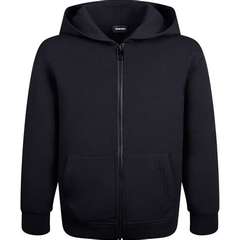 Diesel Boys Classic Zip-Up Hoodie in Black — BAMBINIFASHION.COM