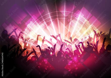 Dancing People Party Crowd Disco Background - Vector Illustration ...