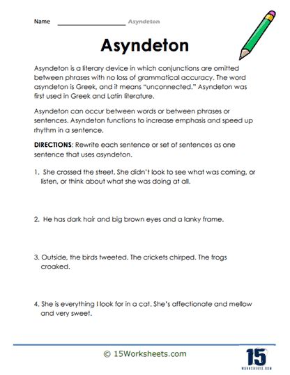 Asyndeton Worksheets - 15 Worksheets.com