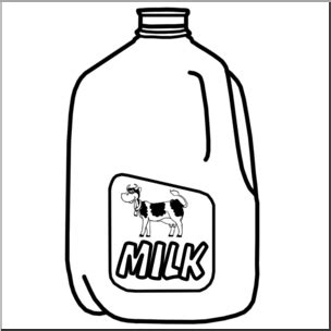 Clip Art: Food Containers: Milk Jug B&W I abcteach.com