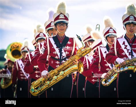 The Mark Keppel High School Aztec Band of Alhambra, California marching during 2013 Chinese New ...