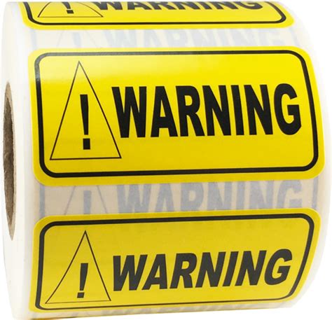 Warning Labels Yellow 1 x 2 Inch 500 Adhesive Stickers | eBay