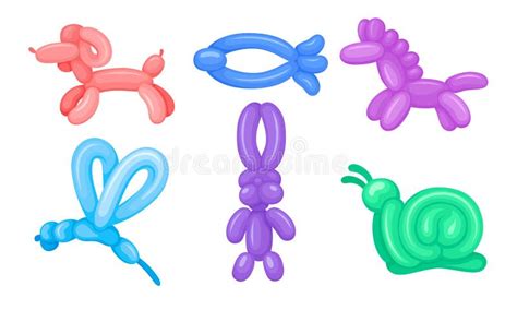 Balloon Twisting Art with Animal Figures Vector Set Stock Vector - Illustration of funny ...