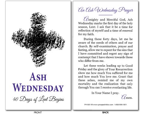 Ash Wednesday Prayer Card (100 count) – Prospect Hill Co.