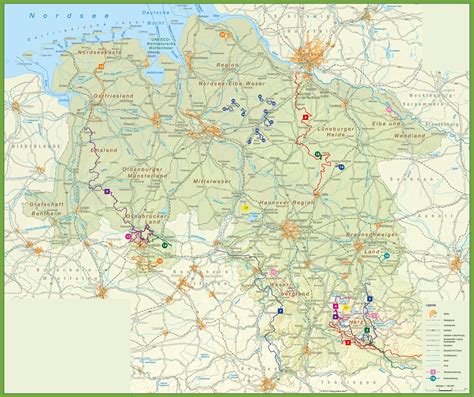 Large detailed map of Lower Saxony