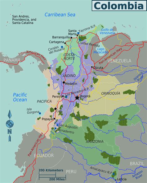 Colombia Regions Map - MapSof.net