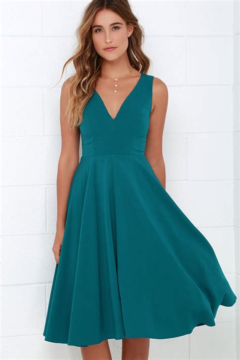 Lovely Teal Blue Dress - Midi Dress - Sleeveless Dress - $49.00 - Lulus