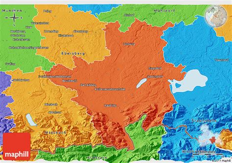 Political 3D Map of Rosenheim