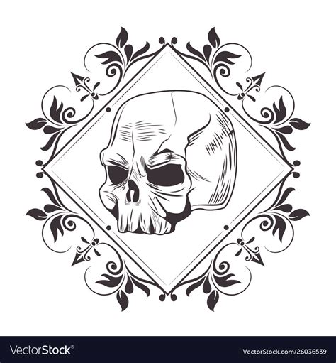 Skull head drawn tattoo icon Royalty Free Vector Image