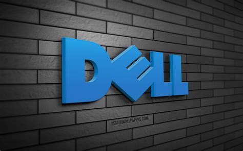 Download wallpapers Dell 3D logo, 4K, gray brickwall, creative, brands ...