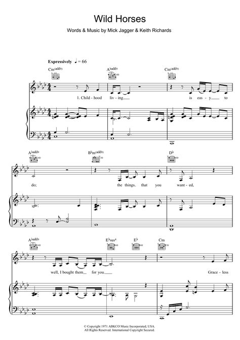 Susan Boyle Wild Horses Sheet Music Notes, Chords | Sheet music notes ...