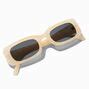 Chunky Rectangle Sunglasses - Cream/Tan | Claire's US