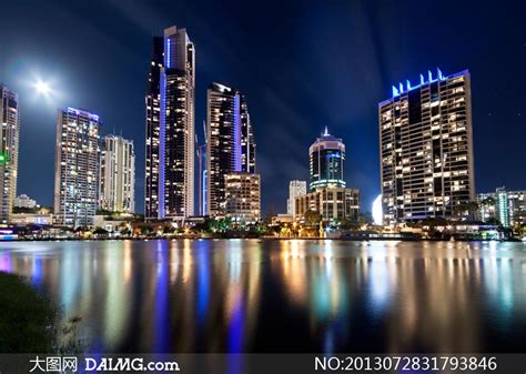 城市夜景楼,城市楼房夜景,城市夜景桥_大山谷图库