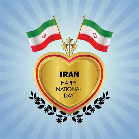 Iran flag Independence Day with Gold Heart 21432642 Vector Art at Vecteezy