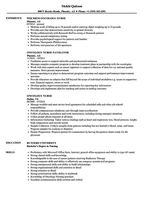 Oncology Nurse Job Description Resume