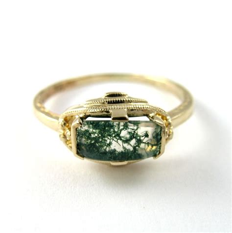 Moss agate ring Metal Jewelry, Antique Jewelry, Jewlery, 10k Gold Ring ...