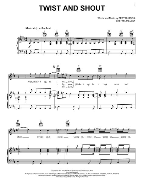 The Beatles "Twist And Shout" Sheet Music Notes | Download Printable ...