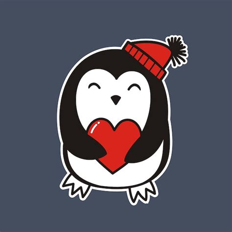 Premium Vector | Penguin with heart